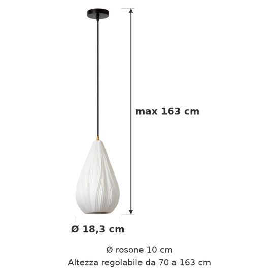 Lampada a sospensione a goccia per salotto contemporanea bianco nero