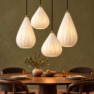 Lampadario a sospensione con 4 pendenti per salotto contemporaneo bianco nero