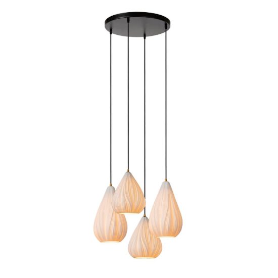 Lampadario a sospensione con 4 pendenti per salotto contemporaneo bianco nero