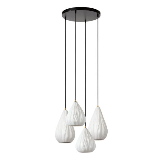Lampadario a sospensione con 4 pendenti per salotto contemporaneo bianco nero