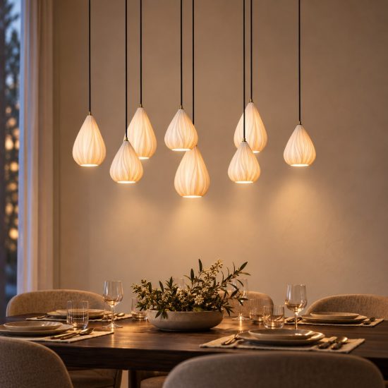 Lampadario a sospensione con 8 pendenti per salotto contemporaneo bianco nero