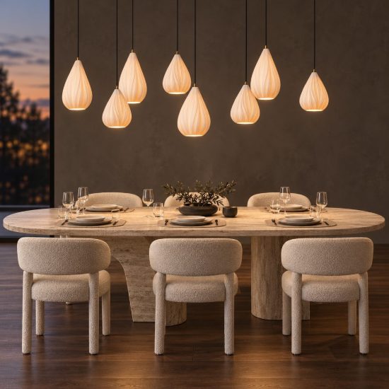 Lampadario a sospensione con 8 pendenti per salotto contemporaneo bianco nero
