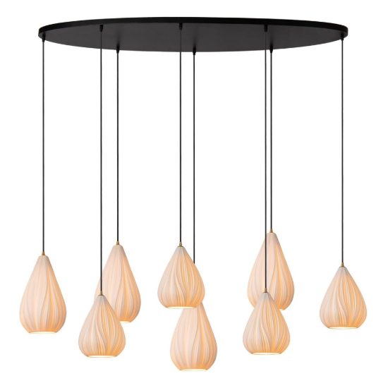 Lampadario a sospensione con 8 pendenti per salotto contemporaneo bianco nero