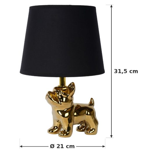 Abat-jour per comodino moderno oro nero con base a forma di bulldog