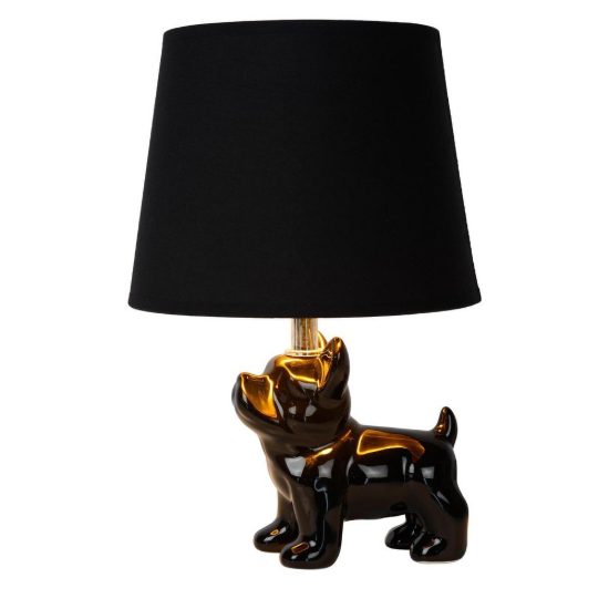 Abat-jour per comodino moderno nero con base a forma di bulldog