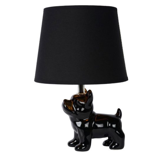 Abat-jour per comodino moderno nero con base a forma di bulldog