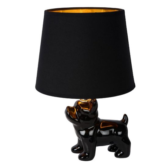 Abat-jour per comodino moderno nero con base a forma di bulldog