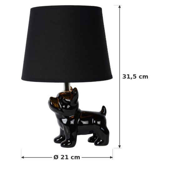 Abat-jour per comodino moderno nero con base a forma di bulldog