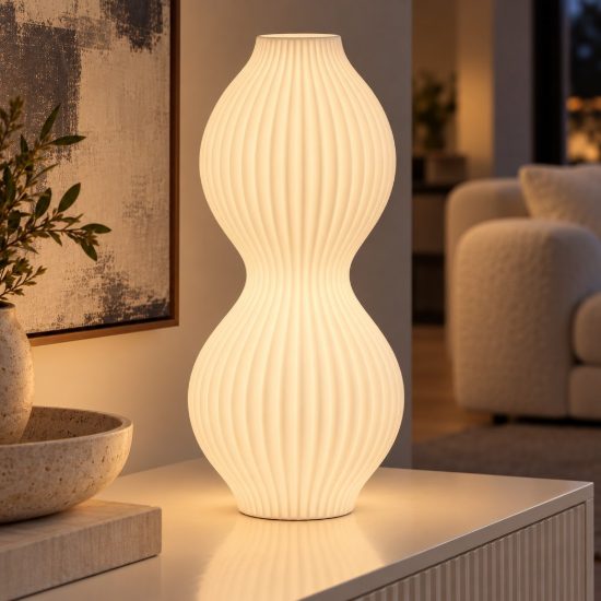 Lampada da tavolo per salotto contemporanea bianco