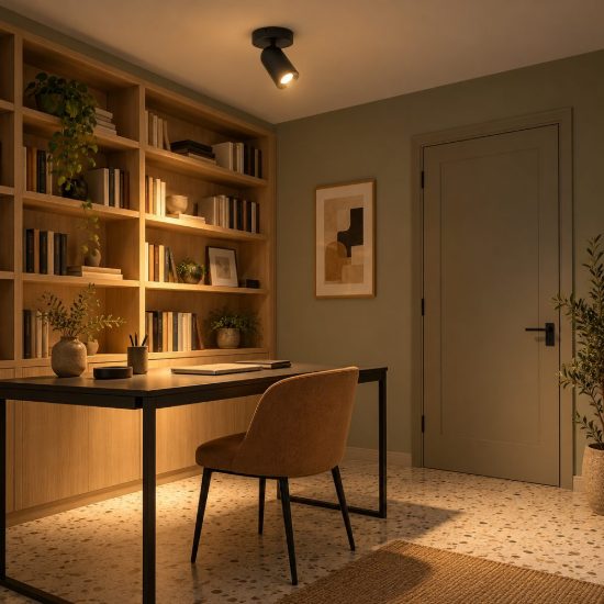 Faretto da soffitto con base tonda per soggiorno orientabile moderno nero
