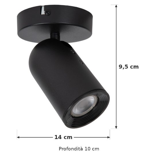 Faretto da soffitto con base tonda per soggiorno orientabile moderno nero
