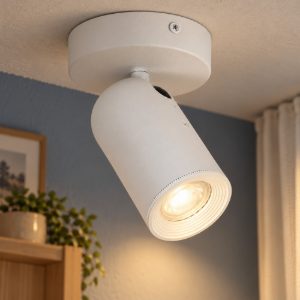 Faretto da soffitto con base tonda per salotto orientabile moderno bianco