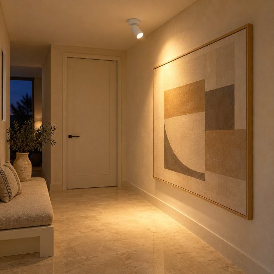 Faretto da soffitto con base tonda per salotto orientabile moderno bianco