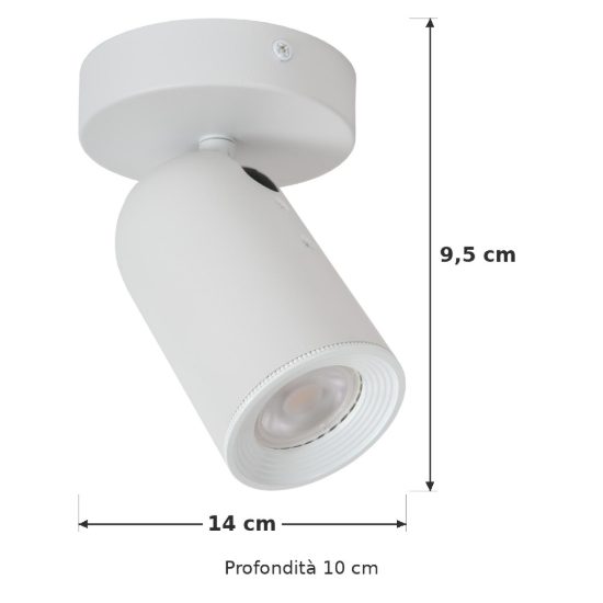 Faretto da soffitto con base tonda per salotto orientabile moderno bianco