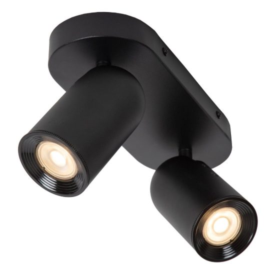 Plafoniera con 2 faretti orientabili moderna ovale nero