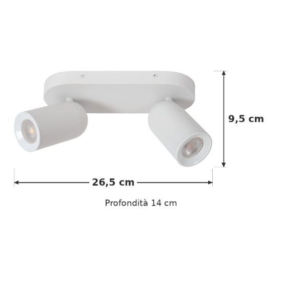 Plafoniera con 2 faretti orientabili moderna ovale bianco