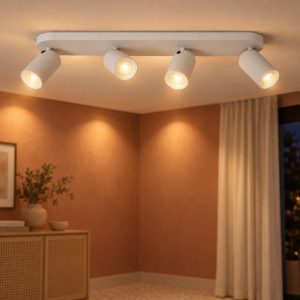 Plafoniera con 4 faretti orientabili moderna bianco