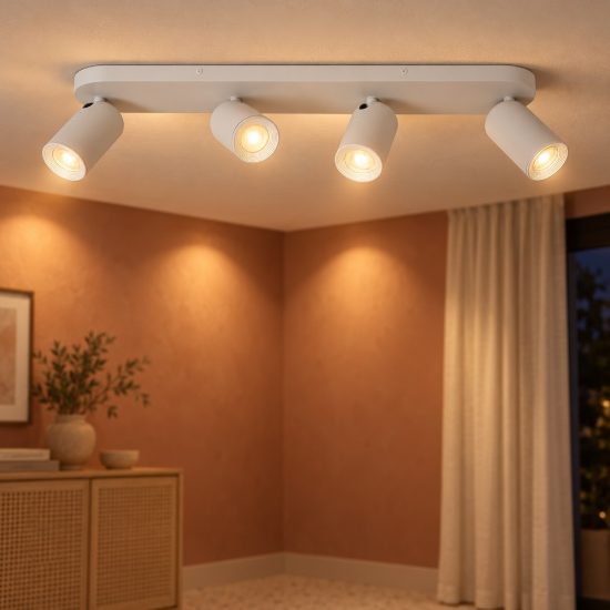 Plafoniera con 4 faretti orientabili moderna bianco