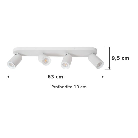 Plafoniera con 4 faretti orientabili moderna bianco