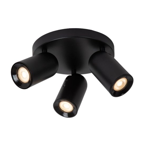 Plafoniera con 3 faretti orientabili moderna rotonda nero