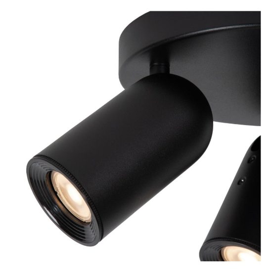 Plafoniera con 3 faretti orientabili moderna rotonda nero