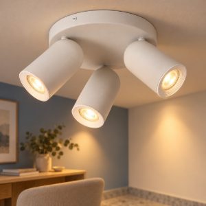 Plafoniera con 3 faretti orientabili moderna rotonda bianco