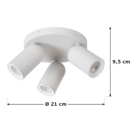 Plafoniera con 3 faretti orientabili moderna rotonda bianco