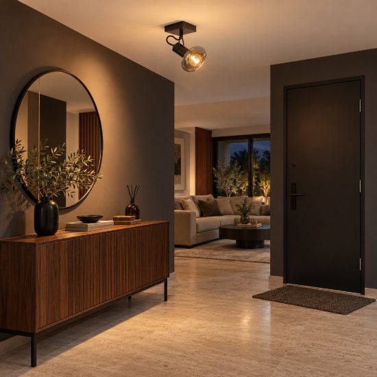 Faretto da soffitto con vetro a disco per soggiorno orientabile moderno nero fume