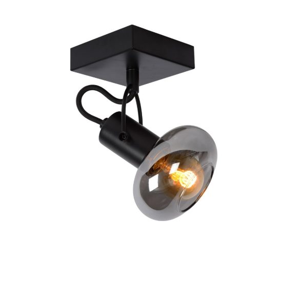 Faretto da soffitto con vetro a disco per soggiorno orientabile moderno nero fume