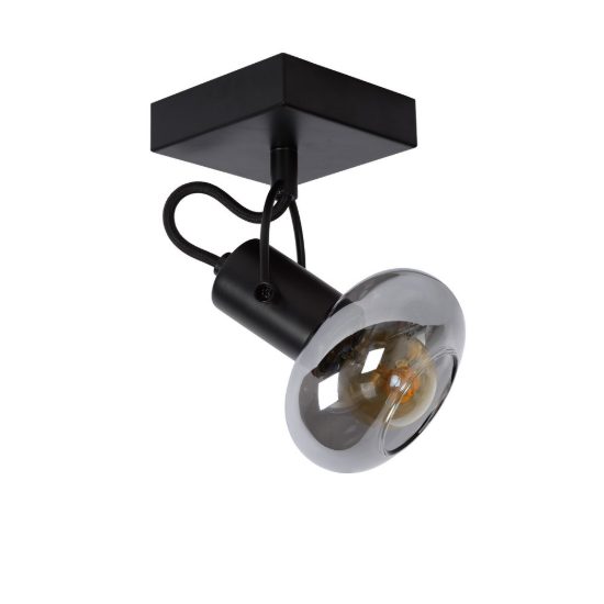 Faretto da soffitto con vetro a disco per soggiorno orientabile moderno nero fume