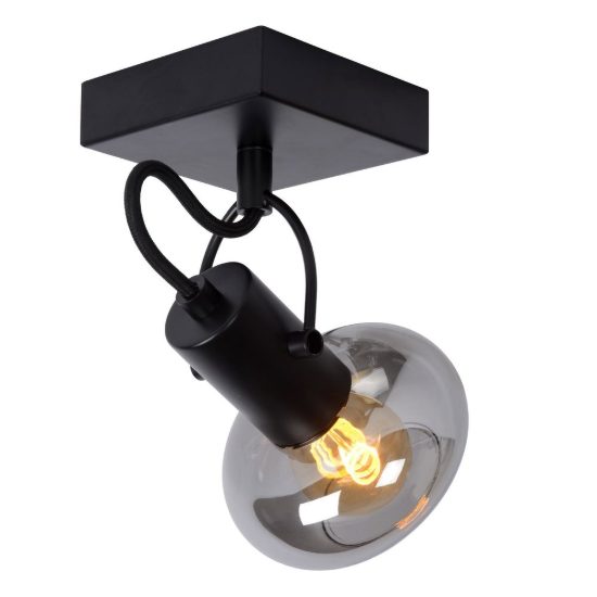 Faretto da soffitto con vetro a disco per soggiorno orientabile moderno nero fume