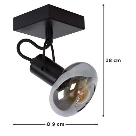 Faretto da soffitto con vetro a disco per soggiorno orientabile moderno nero fume