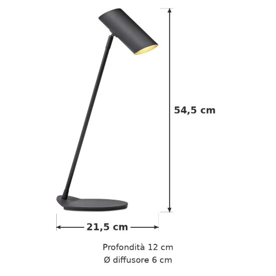 Lampada da scrivania a cilindro per studio moderna antracite