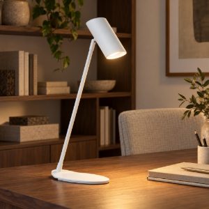 Lampada da scrivania a cilindro per studio moderna bianco