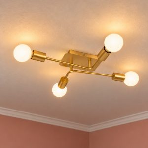 Plafoniera 4 luci per camera da letto contemporanea oro