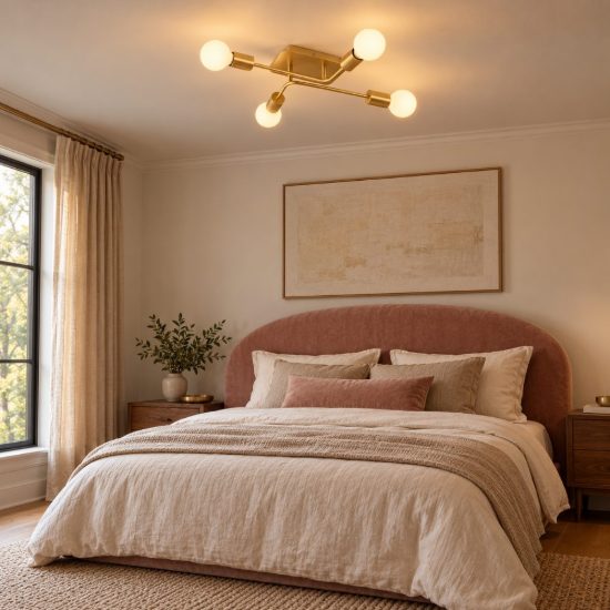 Plafoniera 4 luci per camera da letto contemporanea oro