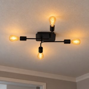 Plafoniera 4 luci per camera da letto moderna nero