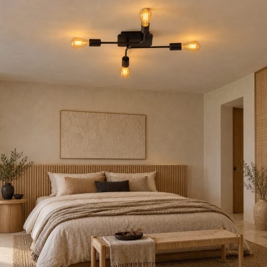 Plafoniera 4 luci per camera da letto moderna nero