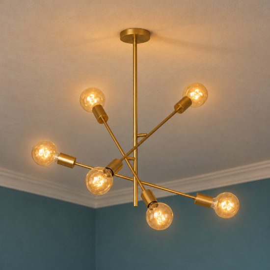 Plafoniera 6 luci per camera da letto contemporanea oro
