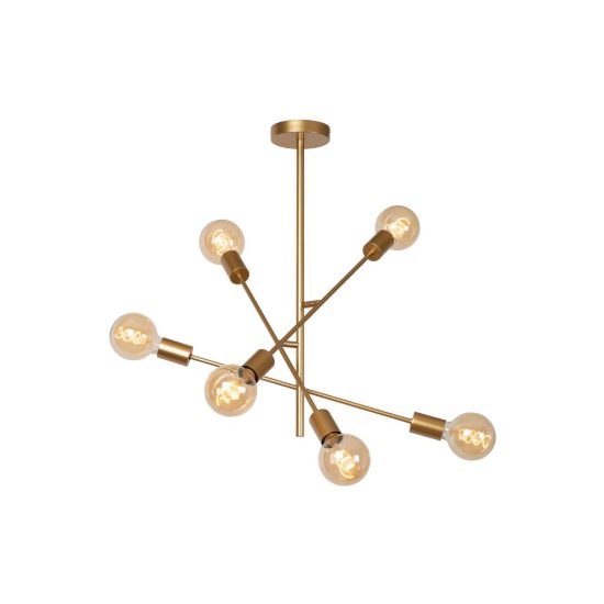 Plafoniera 6 luci per camera da letto contemporanea oro