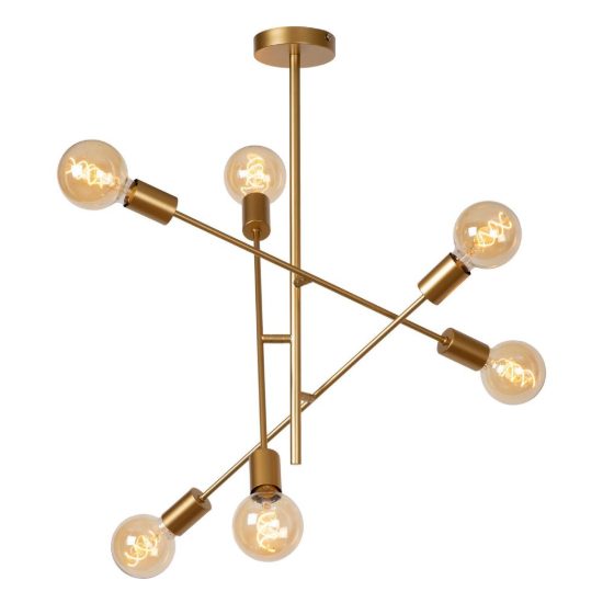 Plafoniera 6 luci per camera da letto contemporanea oro