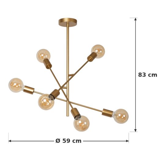 Plafoniera 6 luci per camera da letto contemporanea oro