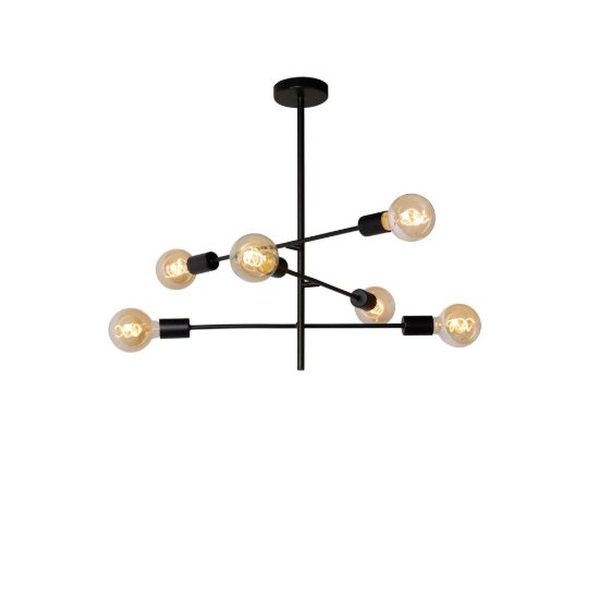 Plafoniera 6 luci per camera da letto moderna nero nichel