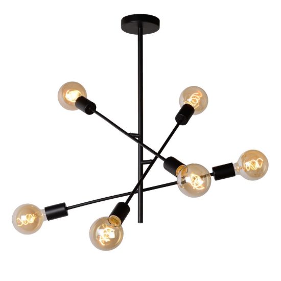 Plafoniera 6 luci per camera da letto moderna nero nichel