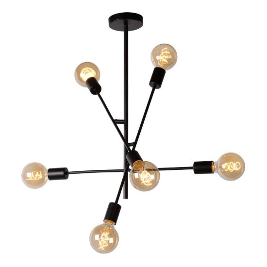 Plafoniera 6 luci per camera da letto moderna nero nichel