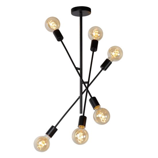Plafoniera 6 luci per camera da letto moderna nero nichel