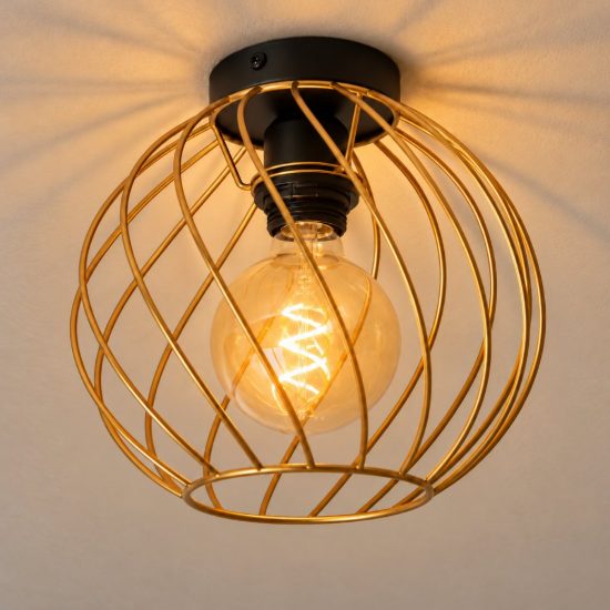 Plafoniera a sfera contemporanea oro nero