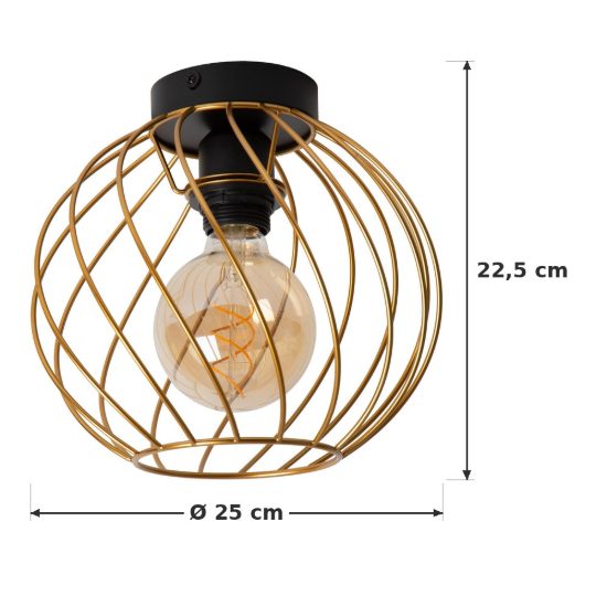 Plafoniera a sfera contemporanea oro nero