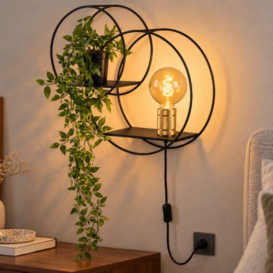 Applique per comodino camera da letto contemporanea nero oro
