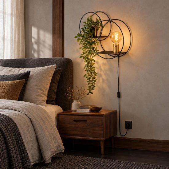Applique per comodino camera da letto contemporanea nero oro